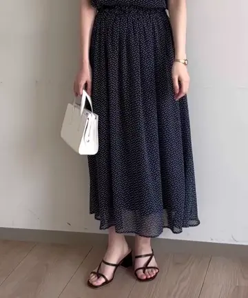 スクエアドット柄シフォンスカート/洗える(その他のスカート) | MK
