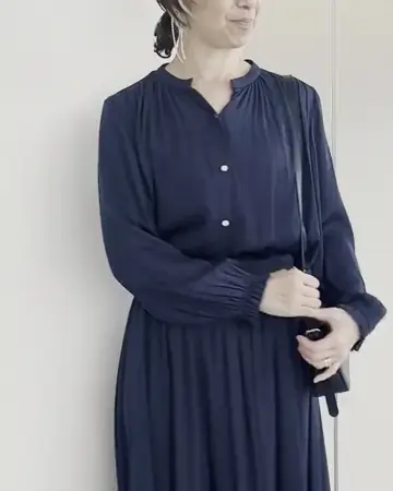 起毛サテン スキッパーデザインブラウス/洗える(ブラウス・シャツ