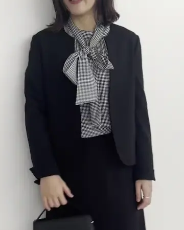 美品★ミッシェルクラン★セットアップ ノーカラージャケット ワンピース ノーカラージャケット/セットアップ対応/洗える(ノーカラージャケット