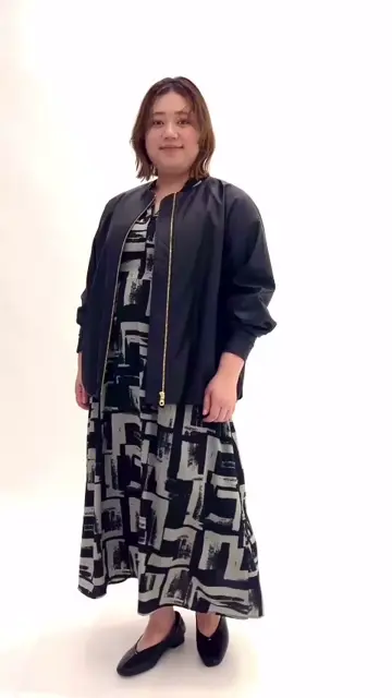 大きいサイズ】フェイクレザーノーカラージャケット(ノーカラーコート