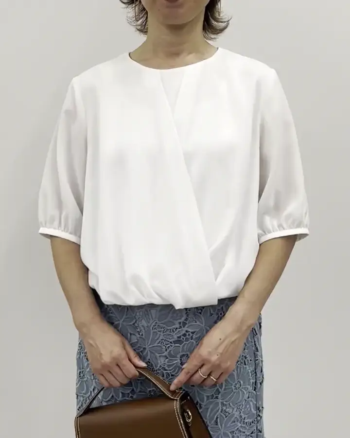 カシュクールデザインブラウス/接触冷感/速乾/洗える/WEB限定サイズ