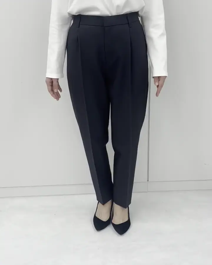名品シリーズ]ストレッチテーパードパンツ（ストライプ・無地）(その他