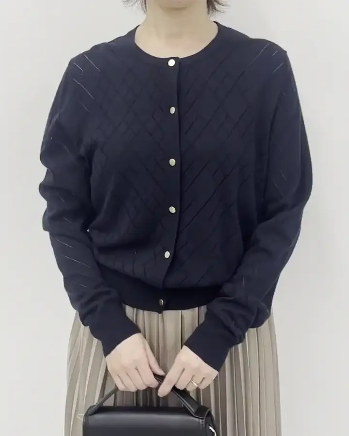 ダイヤ柄ニットカーディガン/洗える/WEB限定サイズあり(カーディガン