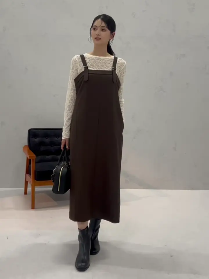 洗える】Iラインサスペンダー付きジャンスカ(ジャンパースカート