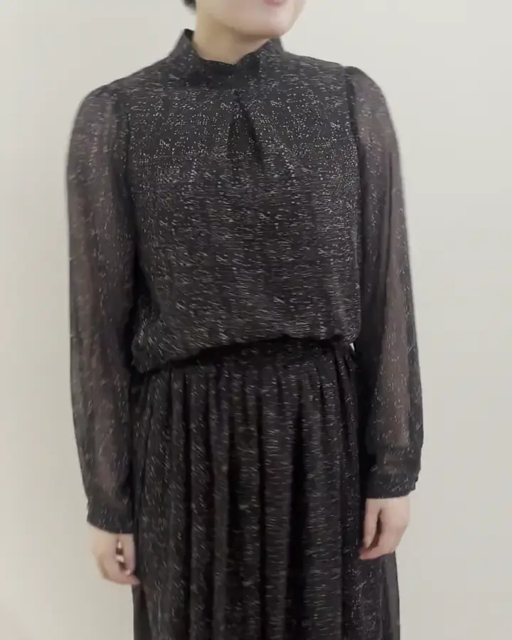 ツイード調チェックプリント シフォンブラウス/洗える(ブラウス