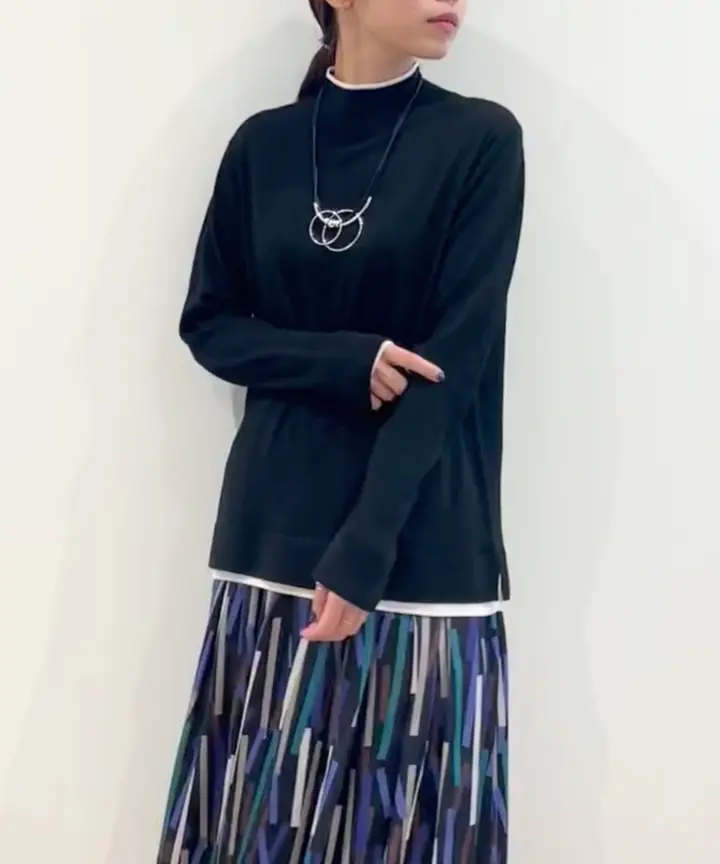 アンサンブル対応]ウォッシャブルウールセミハイネックニット(ニット