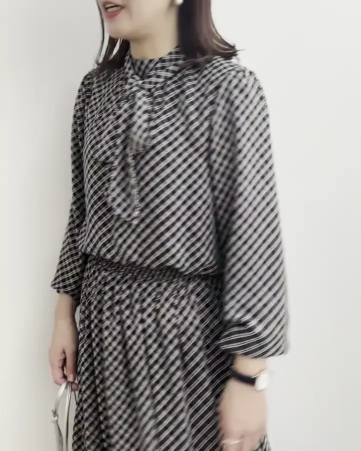 チェック柄ボウタイシフォンブラウス/洗える(ブラウス・シャツ) | MK