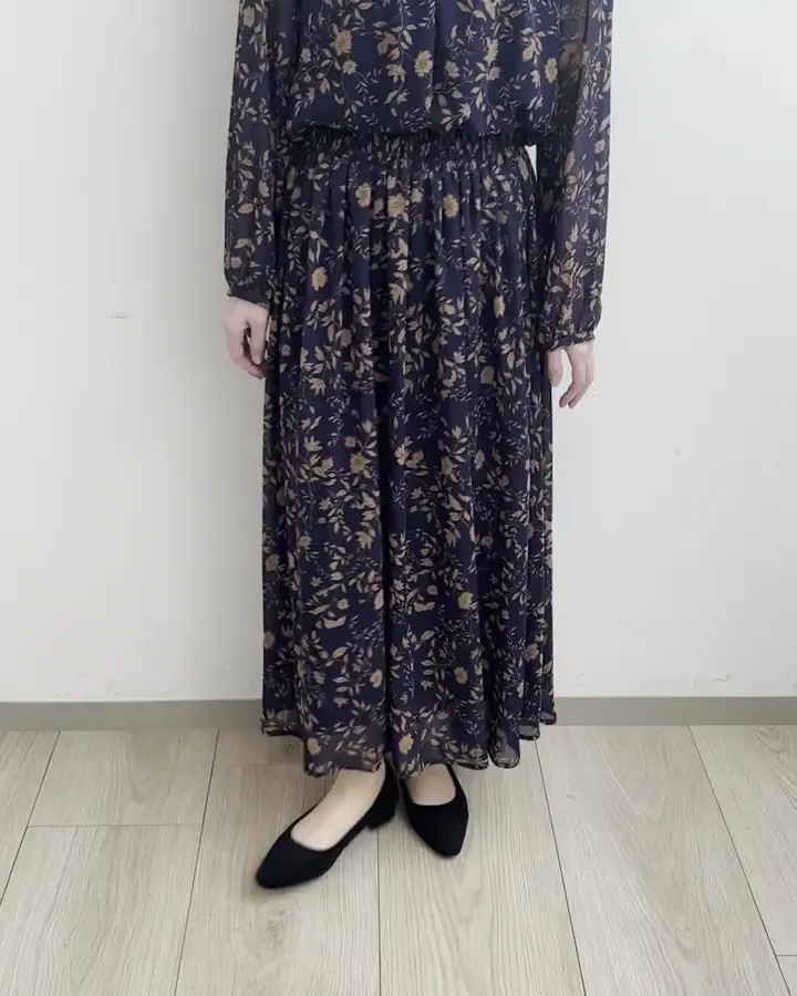 レトロ花柄スカート/洗える(ロング・マキシ丈スカート) | MK MICHEL