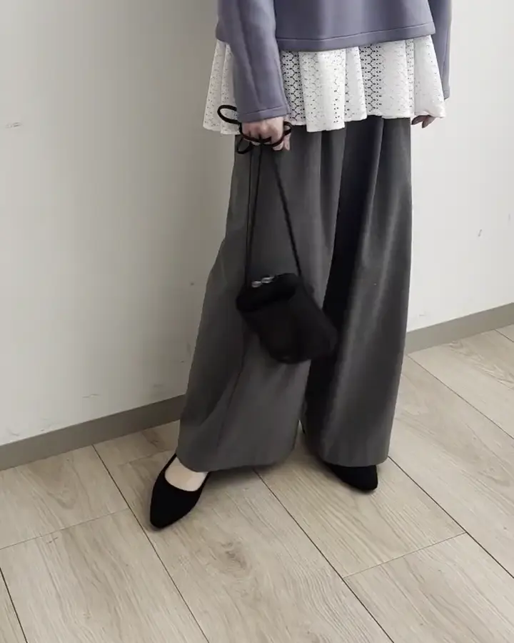 裏起毛ワイドストレートプルオンパンツ/洗える(フルレングスパンツ