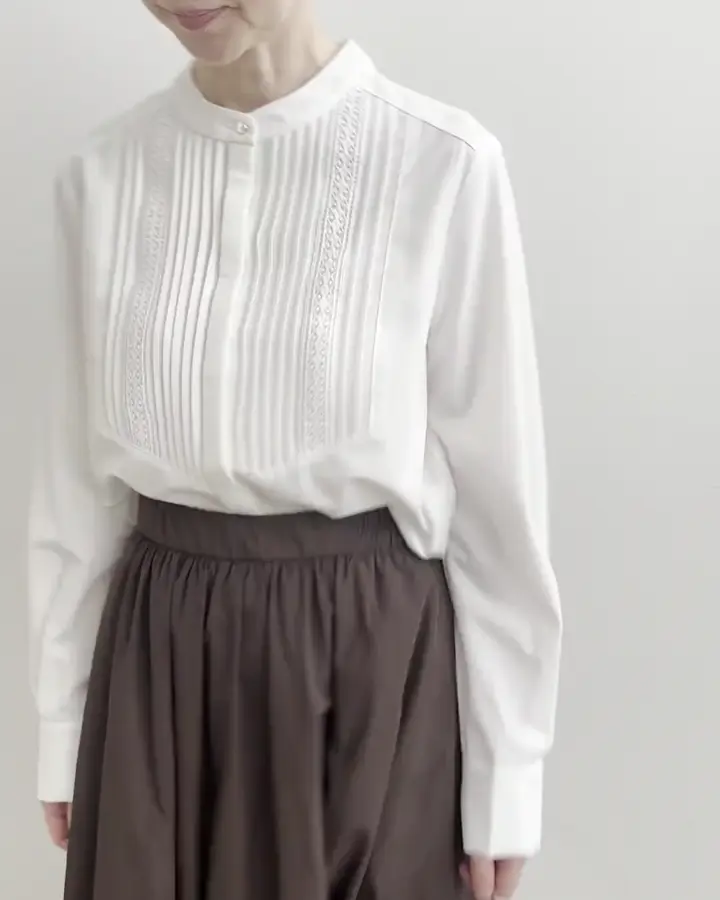 フロントピンタックレースブラウス/洗える(ブラウス・シャツ) | MK