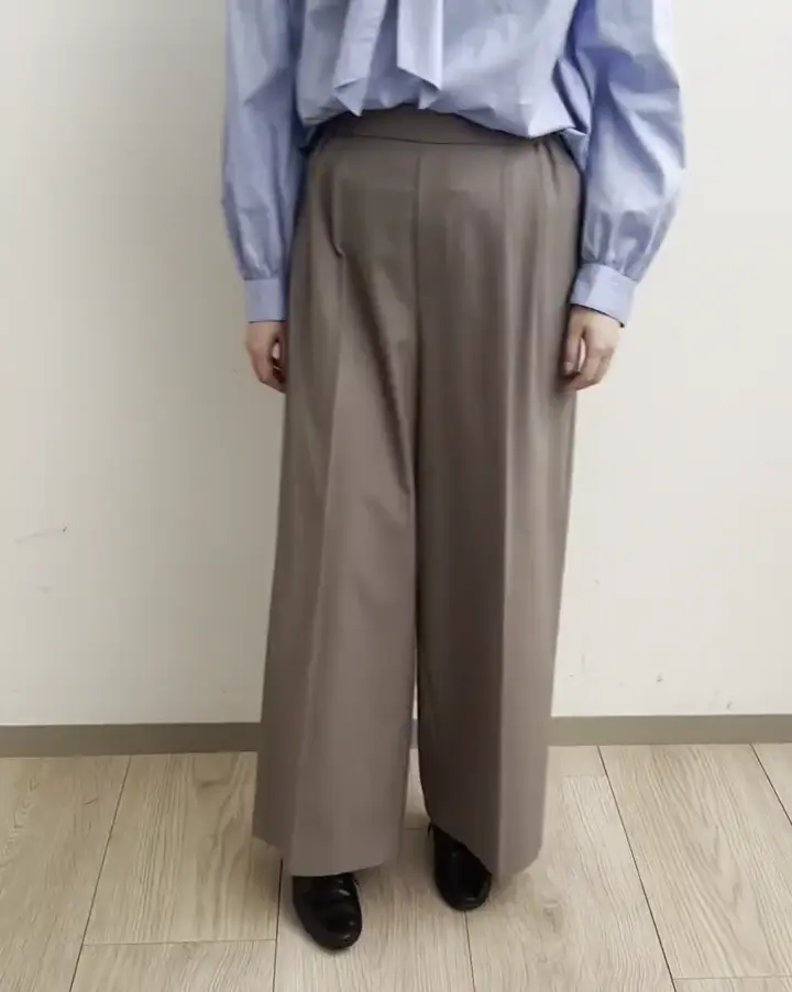 ストレートワイドシルエットパンツ（無地・チェック）/洗える(ガウチョ