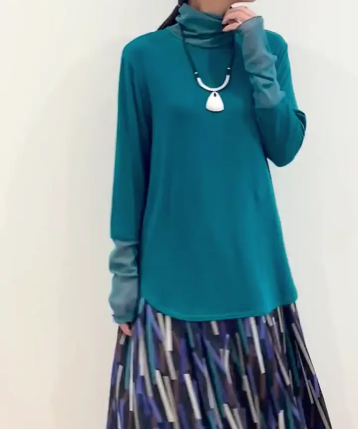 カシミヤハイネックチュールカットソー(カットソー・Tシャツ