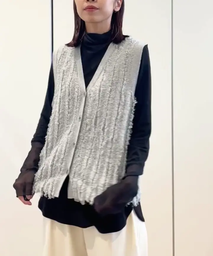 ラメジャガードシャギーニットベスト(ベスト・ジレ) | GEORGES RECH