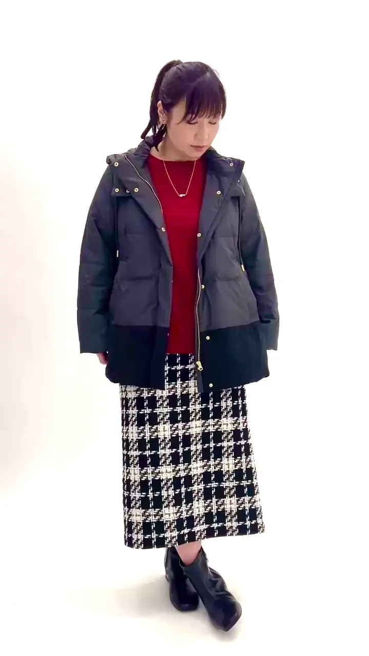 大きいサイズ】異素材ショートダウンジャケット(ダウンジャケット