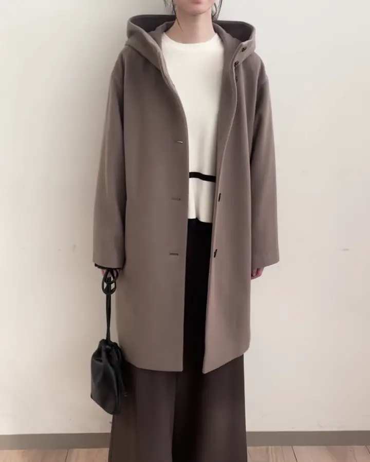 SUPER100sウール フーデットミドルコート(その他のコート・ブルゾン