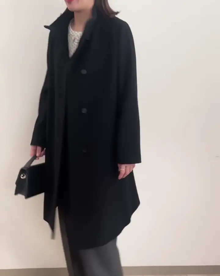 SUPER100sウール スタンドカラーロングコート(その他のコート