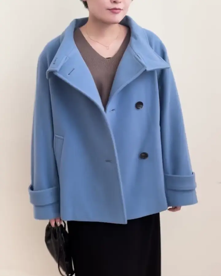 超軽量]エアリアルウール スタンドカラーショートコート(その他の