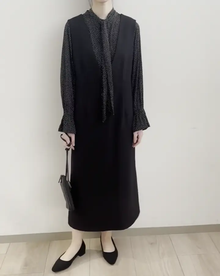 ウールライク Vネックジャンパースカート/洗える(ジャンパー