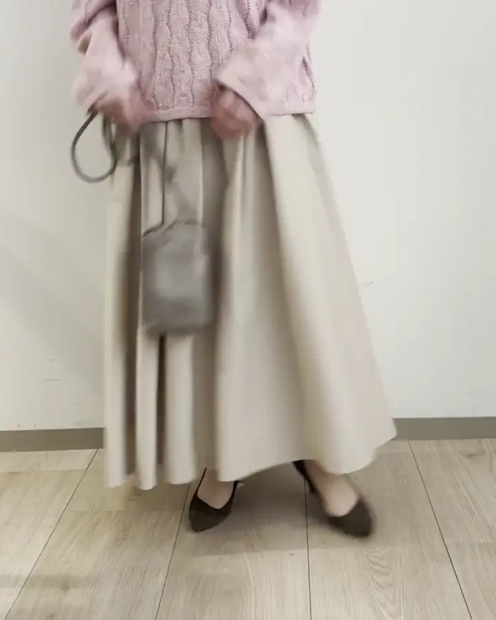 ヴィンテージ加工タックギャザースカート/洗える(ロング・マキシ丈