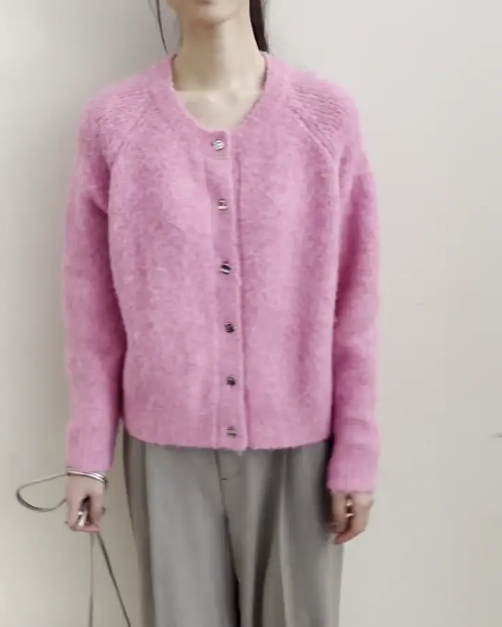 最終お値下げ！【新品】BEAREDSLEY サラッとカーディガン　ピンク色 BEARDSLEY ビアズリー サラッとカーディガン ライトグレー