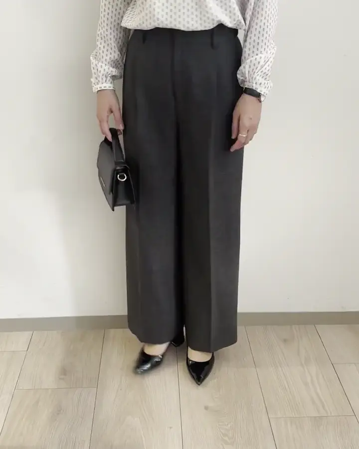 ツイード調両面起毛ワイドパンツ/洗える(ガウチョ・ワイドパンツ) | MK