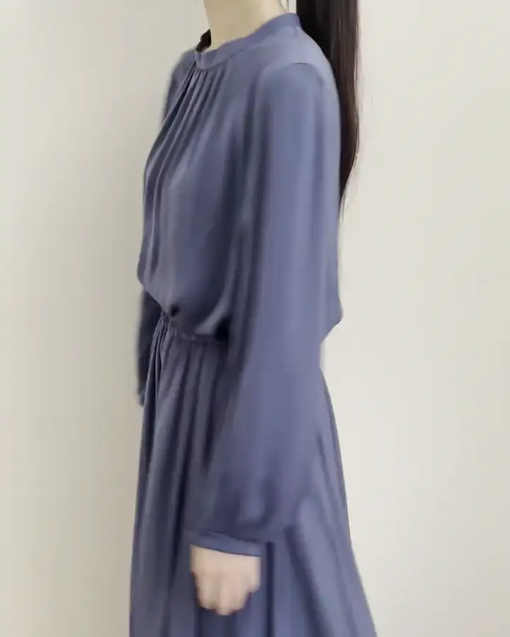 起毛サテンバンドカラーギャザーブラウス/洗える(ブラウス・シャツ 