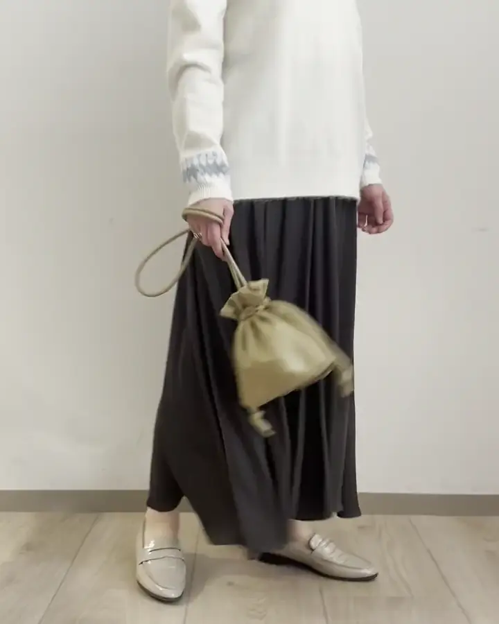 起毛サテンガウチョパンツ/洗える(ガウチョ・ワイドパンツ) | MK