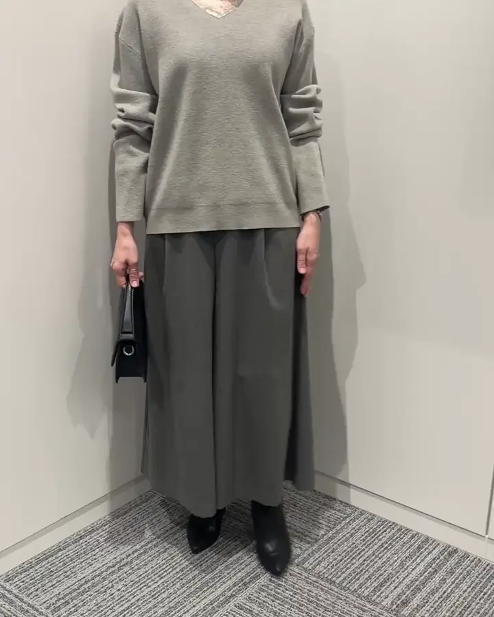 TRソフトストレッチ裏起毛ガウチョパンツ/洗える(ガウチョ・ワイド