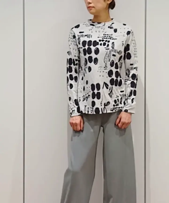 洗える・日本製]幾何柄両面選針カットソー(カットソー・Tシャツ