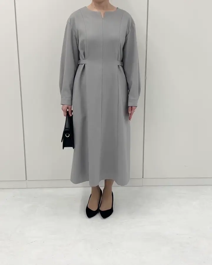 ウールライクベルトデザインワンピース/洗える/WEB限定サイズあり