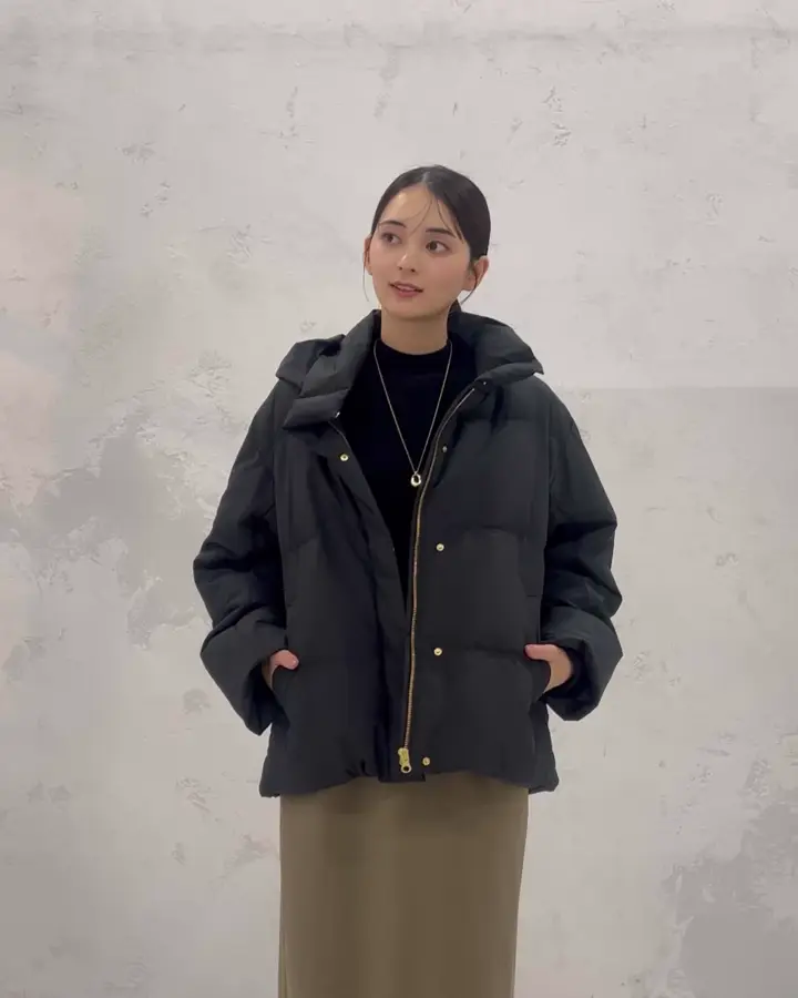 2WAY】スタンドネックショートダウンジャケット(ダウンジャケット