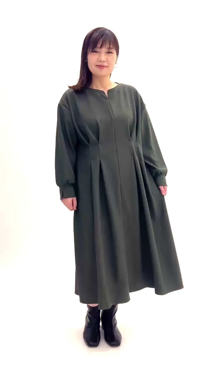 大きいサイズ/LAVEANGE×eur3】タックジャージーワンピース(ワンピース