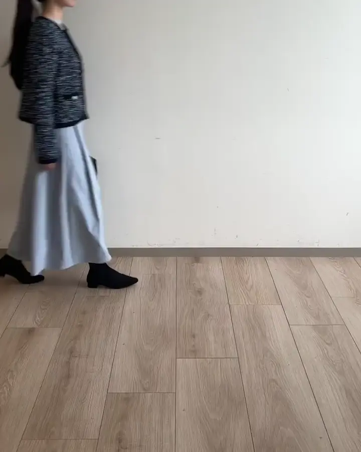 メモリータフタ タックフレアスカート/洗える(ロング・マキシ丈