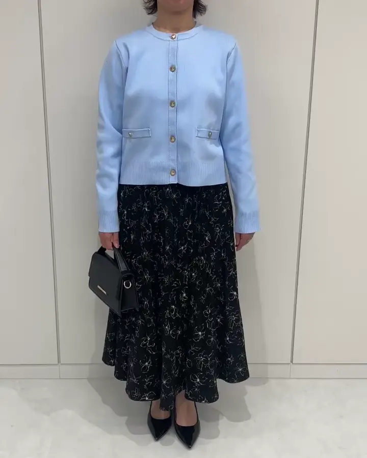 ラインフラワープリーツスカート/洗える/WEB限定サイズあり(ロング