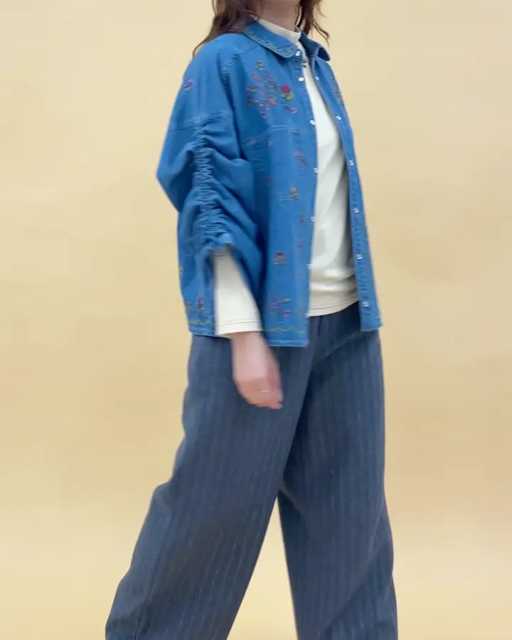 El galgo フラワー刺繍デニムシャツ(ブラウス・シャツ) | Jocomomola