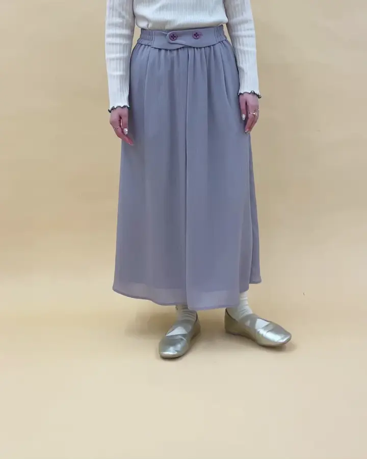 RIO ベルト付き楊柳ワイドパンツ(ガウチョ・ワイドパンツ
