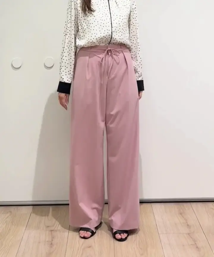 日本製]ドロストタックワイドパンツ(ガウチョ・ワイドパンツ