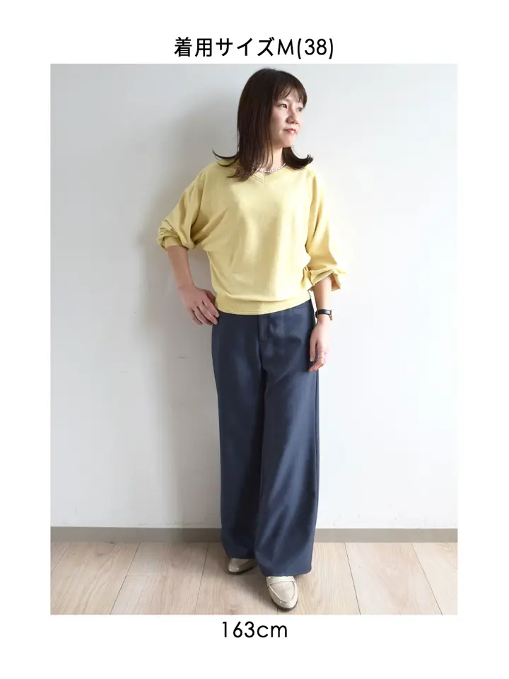 洗える]デニムライク ストレートワイドパンツ(フルレングスパンツ