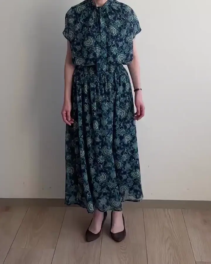 洗える]前後2way/更紗プリント花柄シフォンブラウス(ブラウス・シャツ