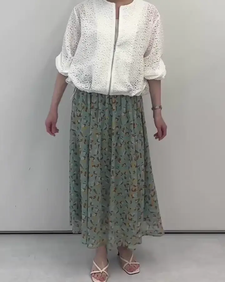 洗える]花柄ラッセルレースジップアップブルゾン(その他のコート