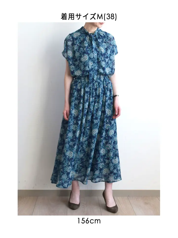 洗える]更紗プリント花柄シフォンスカート(ロング・マキシ丈スカート