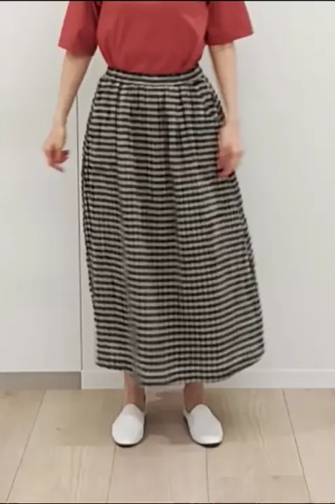 洗える]リネンコットンギンガムチェックスカート(その他のスカート