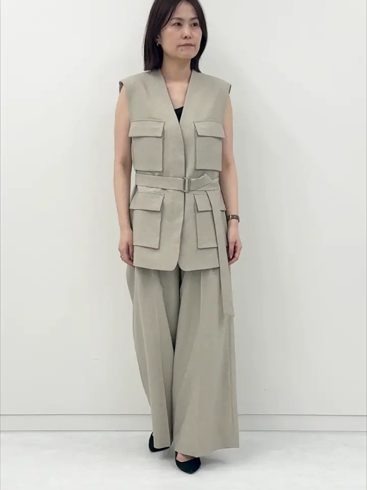 セットアップ対応]ツイードライク ワイドパンツ(ガウチョ・ワイド