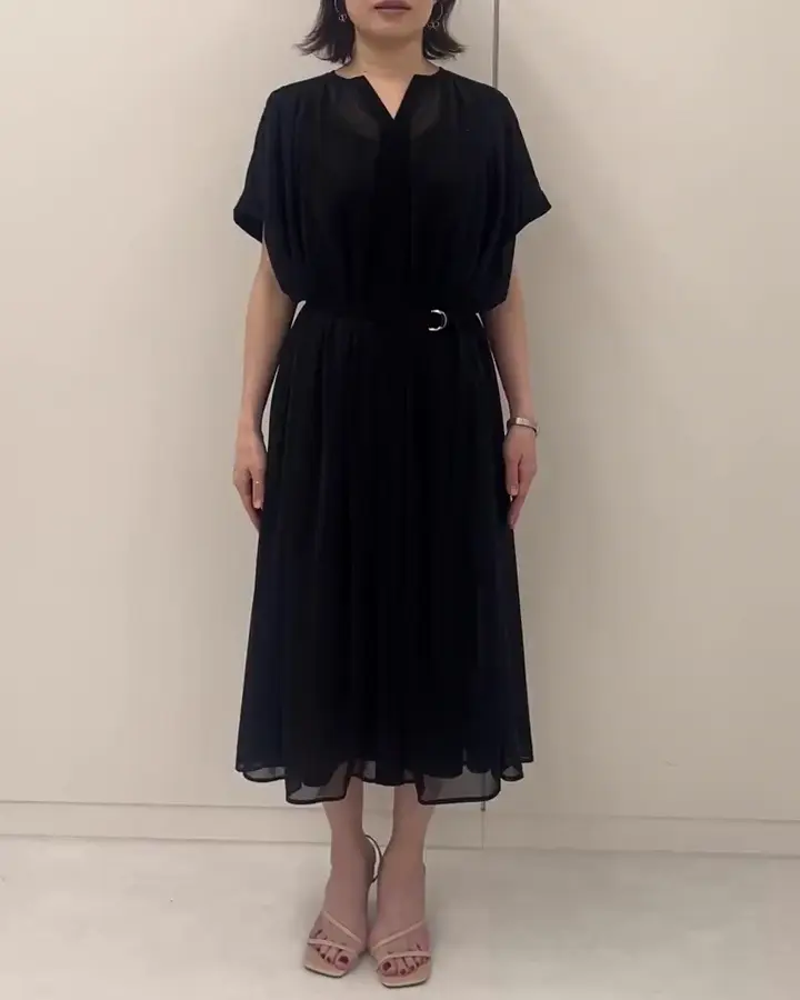 キーネックシアーワンピース/洗濯機で洗える/WEB限定サイズあり