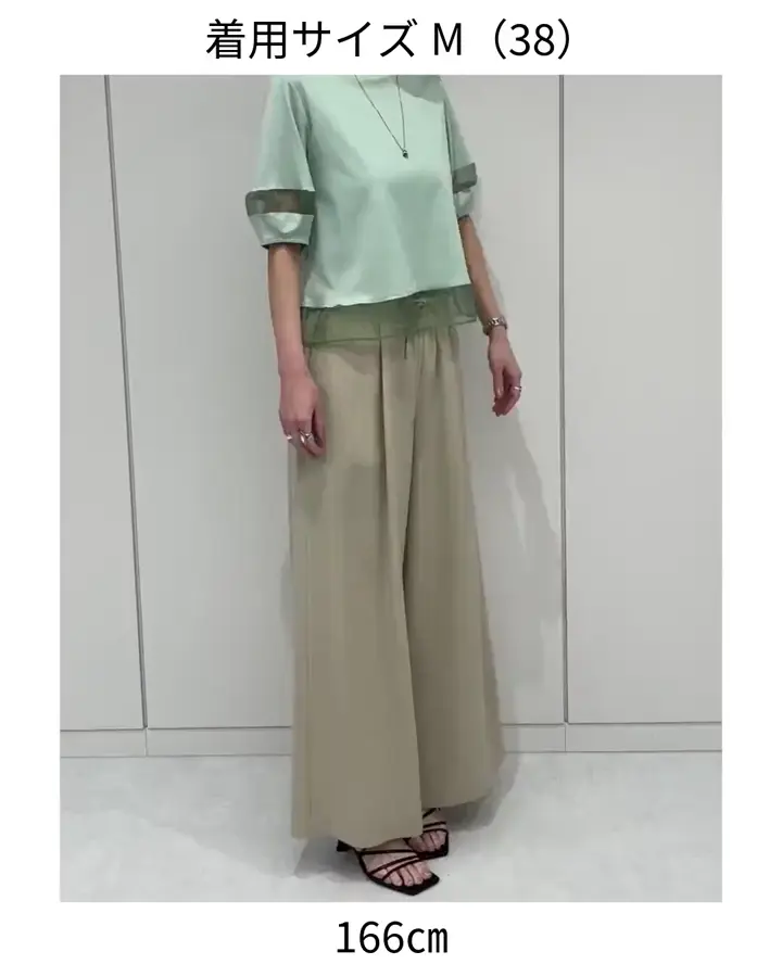 洗える]シアー切替えランタンスリーブカットソー(カットソー・Tシャツ