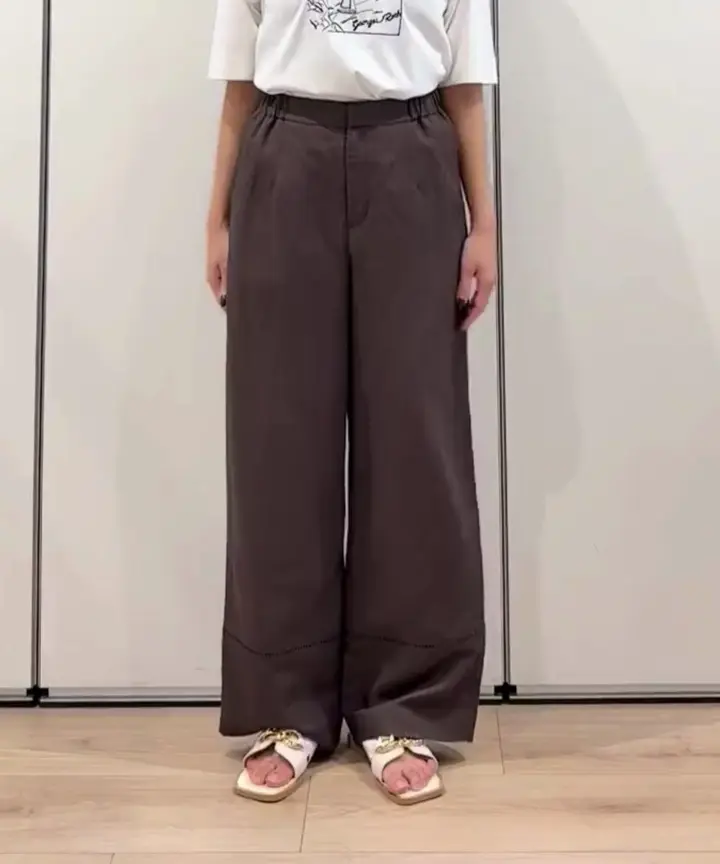 セットアップ対応]フレンチリネンハシゴレースワイドパンツ(ガウチョ
