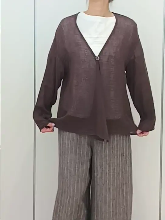 洗える]リネンからみ織りカーディガン(カーディガン) | GIANNI LO