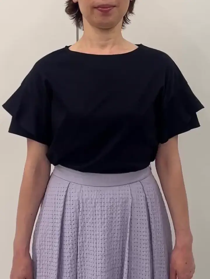 フリルデザインスリーブカットソー/接触冷感/洗える/WEB限定サイズあり