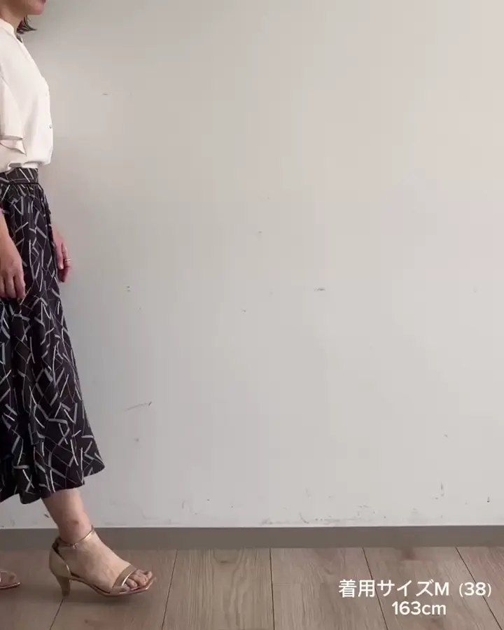 接触冷感/洗える]アートプリントミディ丈スカート(ミモレ丈スカート