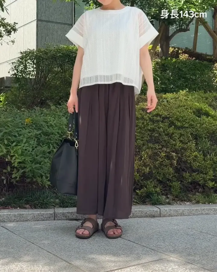 低身長サイズ】幾何レースレイヤードトップス(カットソー・Tシャツ